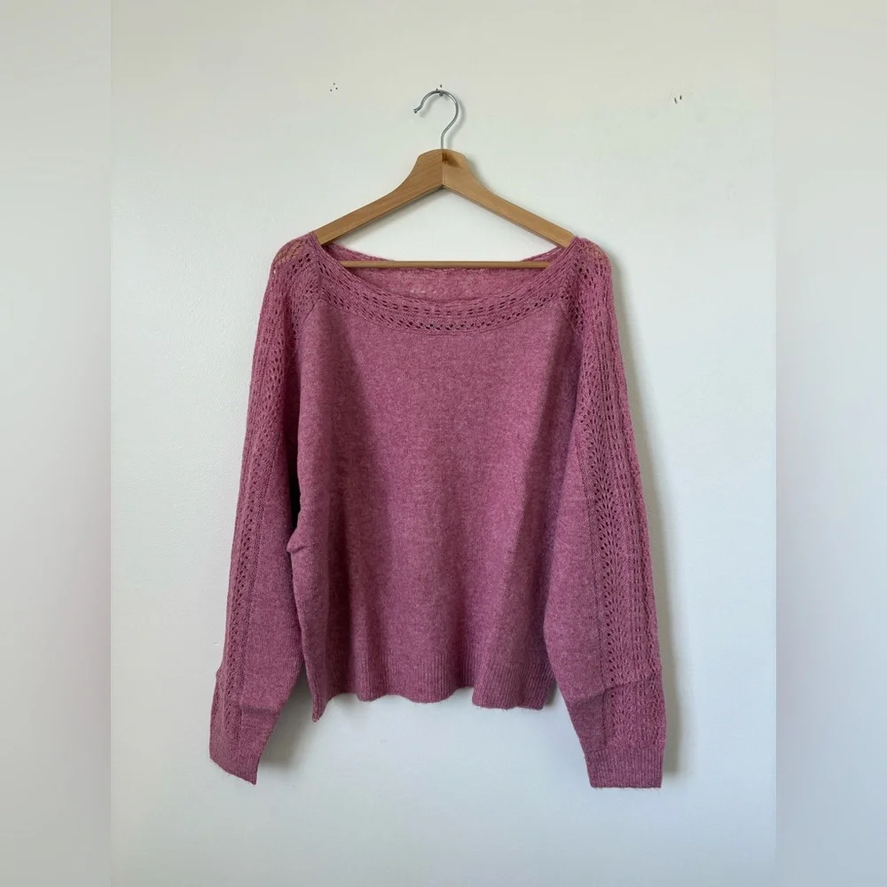 American Eagle Whoa So Soft Lace Sweater – Pink – NWT - Picture 2 of 6
